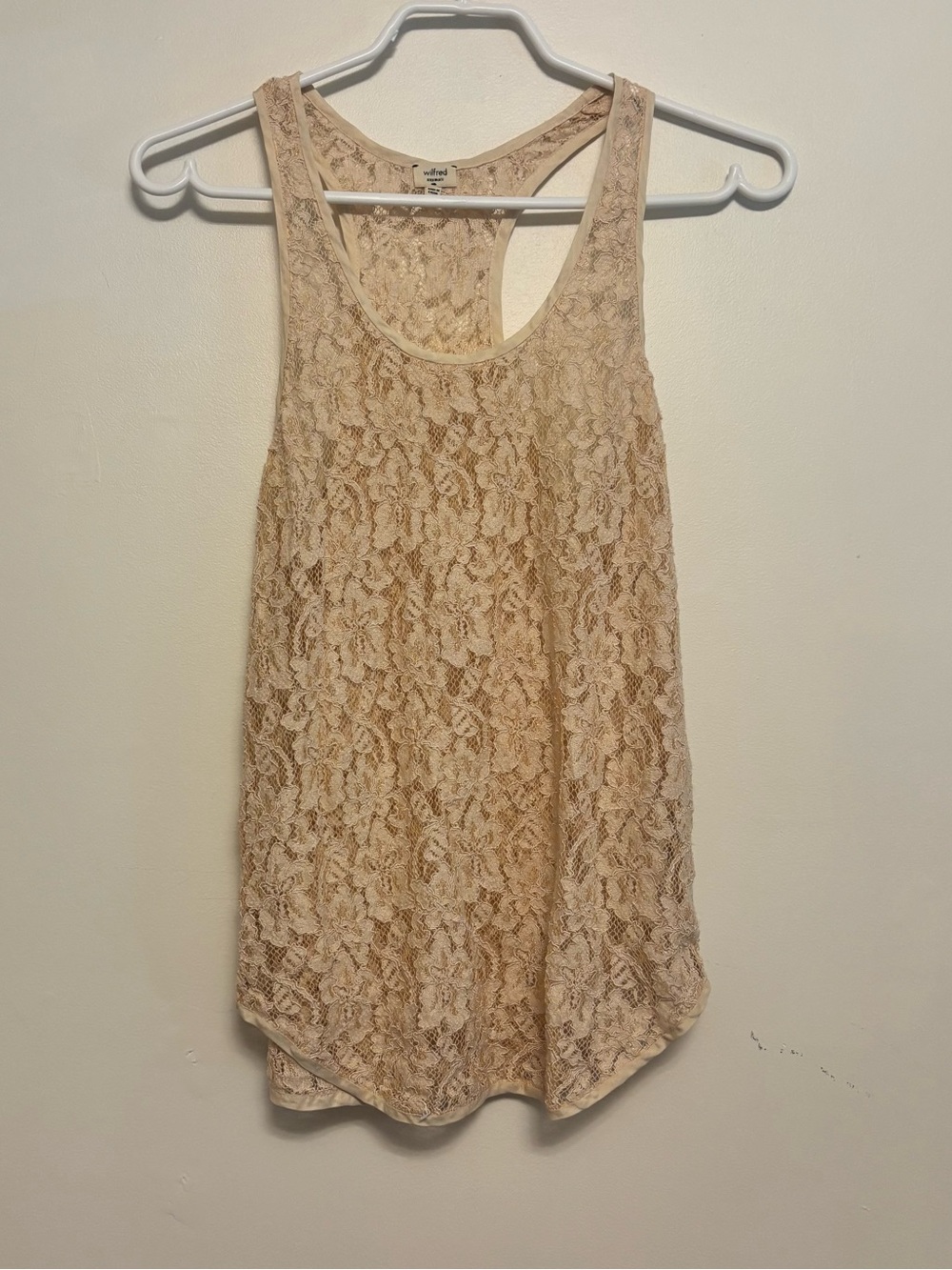 Wilfred Lace Racerback Tank Top in Beige Size XXS